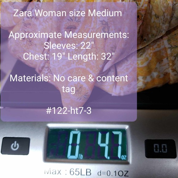 Zara Woman size Medium Yellow Print Long Sleeve Lace Up Polyester Tunic Dress - Picture 7 of 7